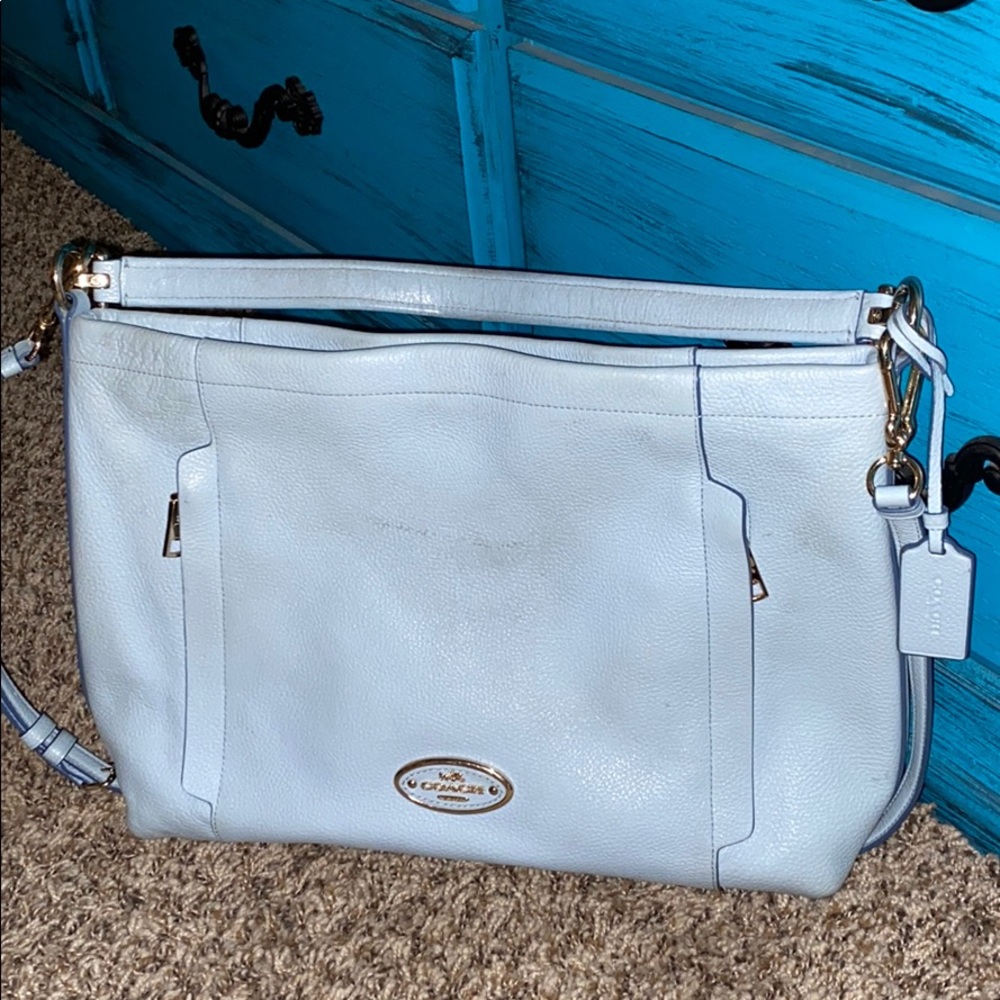 Coach Light blue leather medium purse w/ shoulder